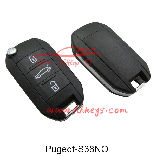 Flip Peugeot 307 3 Button et gesait Key Fob Nee Logo