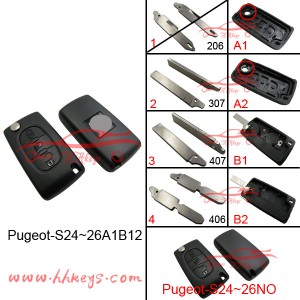 Massive Selection for 368a Car Key Cutting Machine -
 Peugeot 3 Button Flip Remote Car Key Fob Shell (Light Button) – Hou Hui