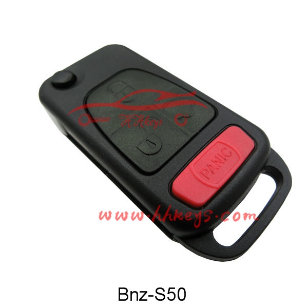 Benz 3 + 1 Button Flip Key Blank (HU64 Blades)