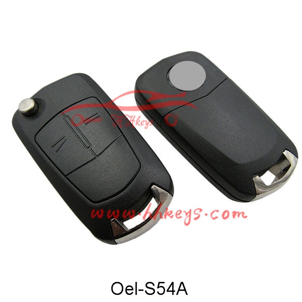 Opel 2 Button Flip Remote Key Shell (HU43, Round Logo)