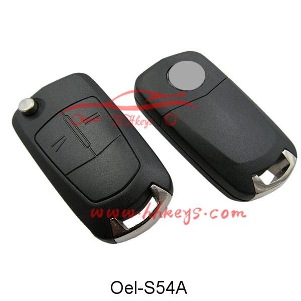 Opel 2 Button Flip Shell Remote Muhiimka ah (HU43, Logo Round)