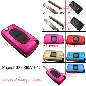 Hot sale Key Duplicator -
 Multi Color Peugeot 2 Buttons Flip Remote Key Cover – Hou Hui
