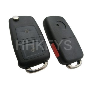 2+Panic Buttons Flip Remote Key Blank For VW