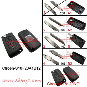 Citroen / Peugeot 3 بٽڻ ريموٽ ڪار Flip چاٻي شاميانو