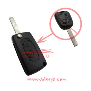 Cheapest Factory Car Key Programming Machine -
 Peugeot 2 Button Modified Flip Key Blank (HU83 Blade) – Hou Hui