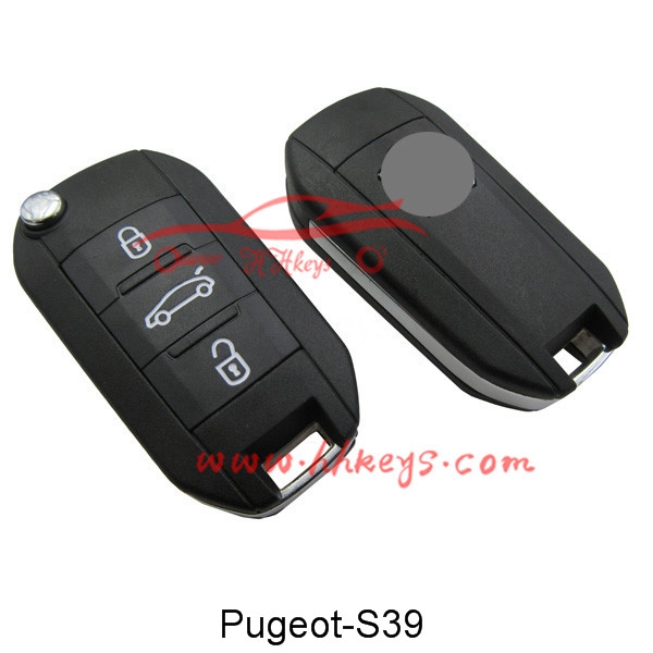 Peugeot 407 3 Button Flip Key Fob Shell