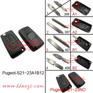 professional factory for 4d Transponder Chip -
 Peugeot 3 Button Flip Remote Car Key Fob Shell (Trunk Button) – Hou Hui