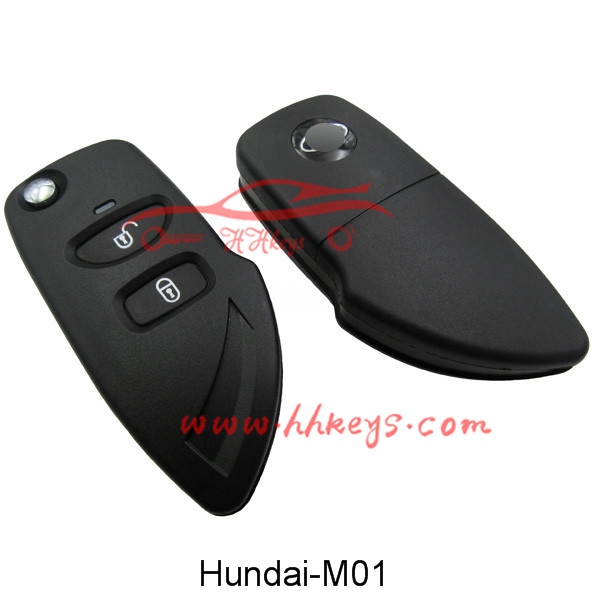 Hyundai Santa Fe 2 Buttons Modified Flip Key Shell With Battery Holder