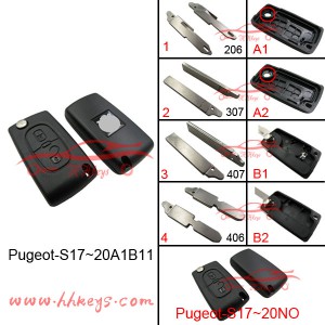 Peugeot 2 Button tụgharịa Remote Car Key Fob Shell