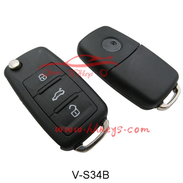 VW 202AD 3 Button Flip Key ikarahun Pẹlu dabaru