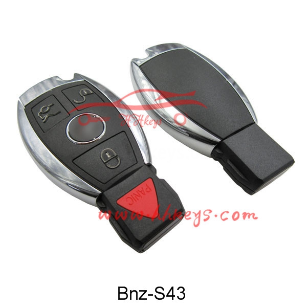 Benz 3+1 Button Smart Remote Key Shell With Logo(With Battery Clip, With Blade)