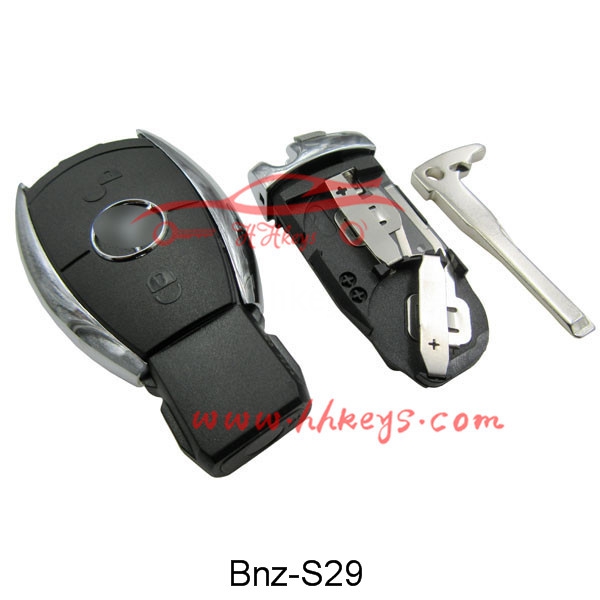 Benz C E S Class 2 Button Smart Key Fob With Logo(With Battery Clip, With Blade)
