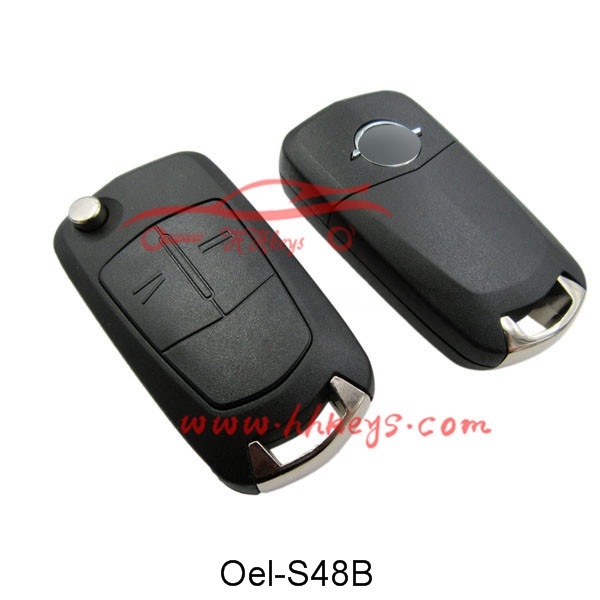 Opel 2 Button Flip Remote Key Shell (Original Logo,With Screw，HU100, Original Logo)