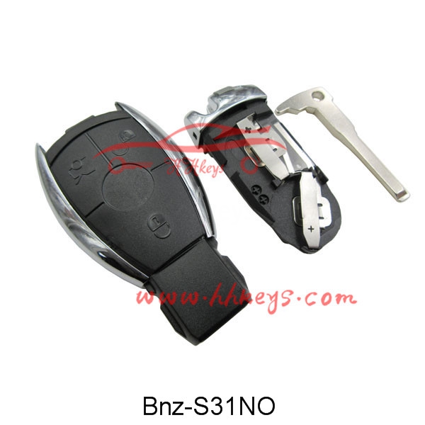 Benz CLK SLK 3 Button Smart Key Shell No Logo(With Battery Clip, With Blade)