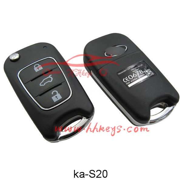 Kia 3 Buttons Flip Key Shell Button With Metal Edge