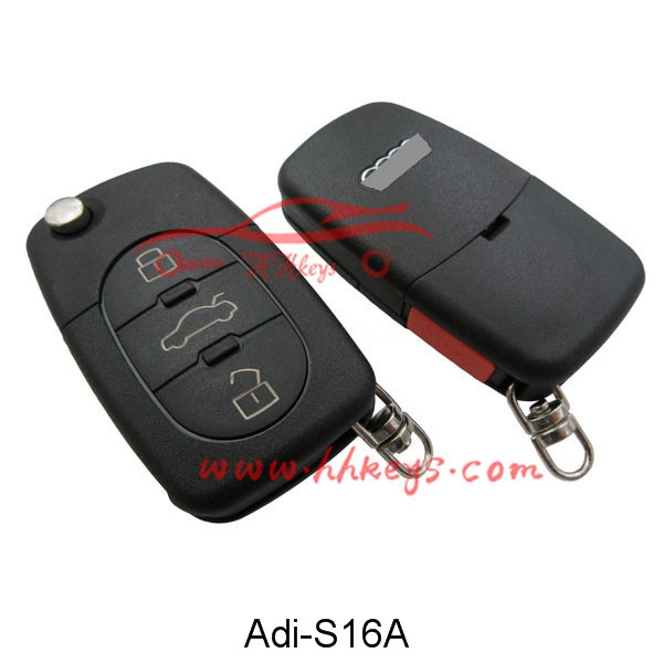 Audi 3+1 Buttons Flip Key Shell With 2032 Battery Place (CR2032)