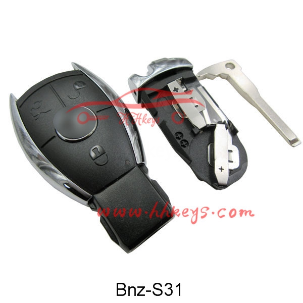 Benz CLK SLK 3 Button Smart Key Shell With Logo(With Battery Clip, With Blade)