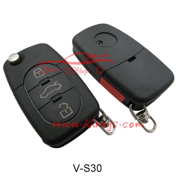 VW 3+Panic Button Round Flip Key Shell