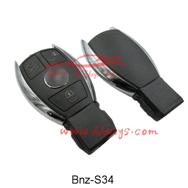 Benz 3 Button Smart Remote Key Shell With Logo((No Battery Clip, No Blade))