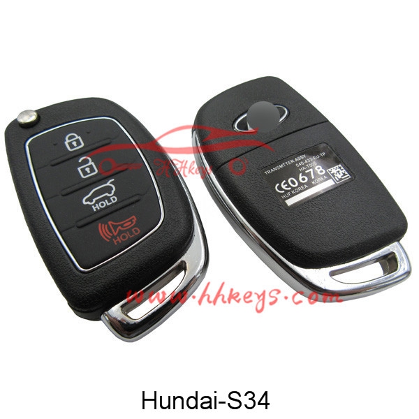 Hyundai 3+1 Buttons Flip Key Shell With Screw (with or without light)