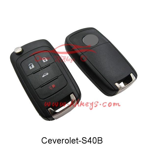 Chevrolet 4 Buttons Remote Folding Key With Round Logo