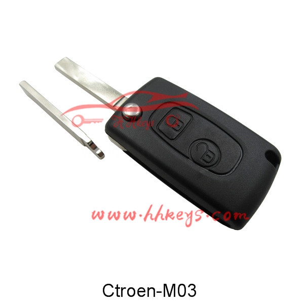 Citroen / Peugeot 2 бутони Променено Flip ключ Shell (VA2)