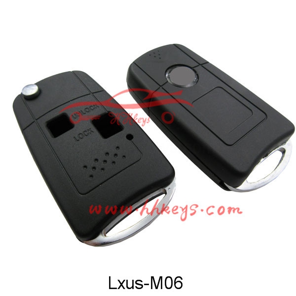 Lexus no button rubber pad 2 Buttons modified flip key shell with logo