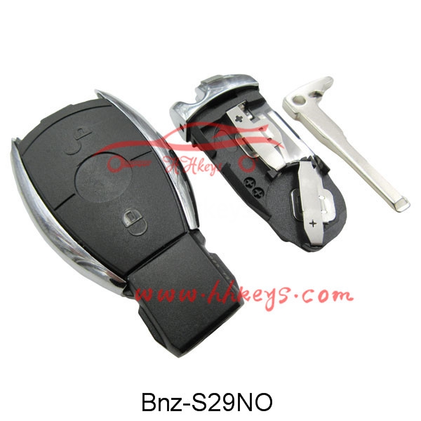 Benz C E S Class 2 Button Smart Key Fob No Logo(With Battery Clip, With Blade)