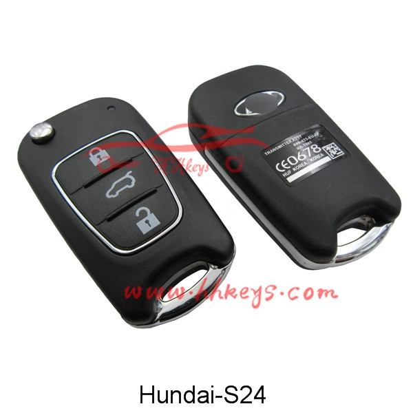 Hyundai 3 Buttons Flip Key Shell(Button With Metal Edge)