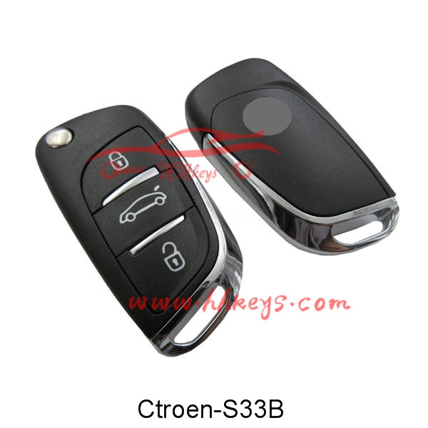 Citroen/Peugeot 3 Buttons Flip Folding Car Key Replacement Words On The Side(Words On The Side)