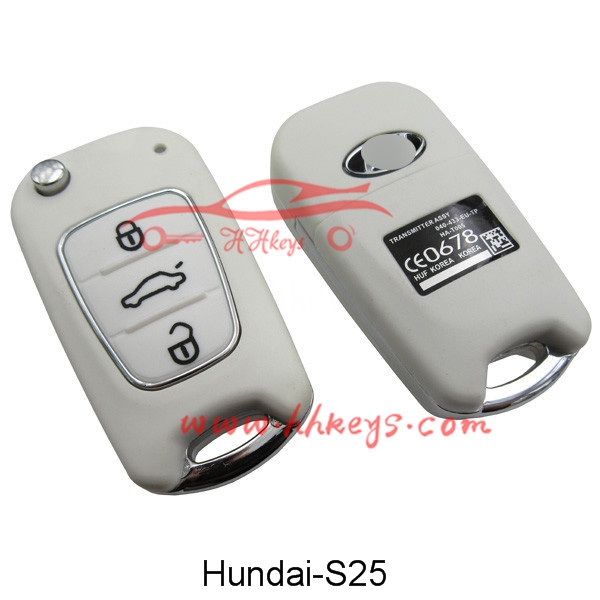 Factory source Auto Key Blank -
 Hyundai 3 Button White Flip Key Shell(Button With Metal Edge) – Hou Hui