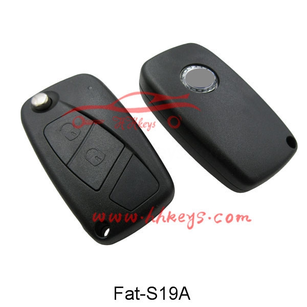 Fiat Panda Ducato 2 Buttons Flip Car Key Shell (Black)
