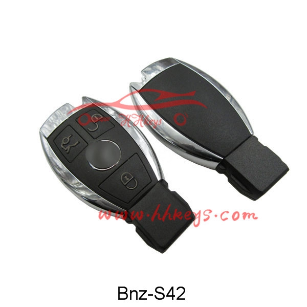 Benz 3 Button Smart Key Fob No Blade With Battery Clip With Logo