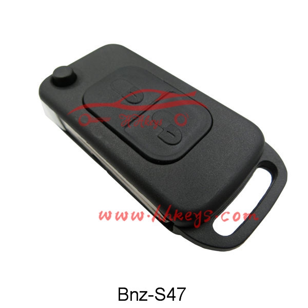 Benz 2 Button Flip Key Shell With HU39 Blade No Logo